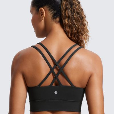 Softness Mold Womens Butterluxe Strappy Longline Sports Bra - Double Spaghetti Strap Workout Yoga Crop Top Athletic