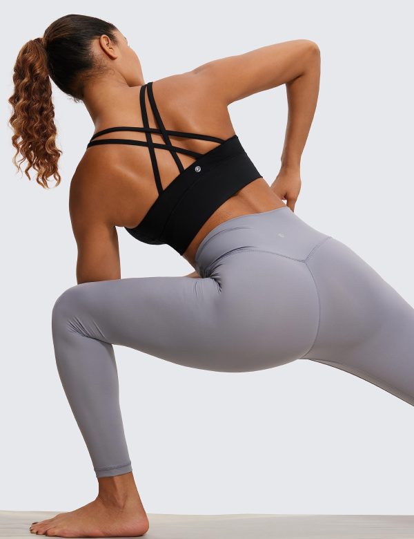 815JlKOJ1aL.jpg Womens Strappy Longline Sports Bra - Medium Impact Criss Cross Yoga Padded Workout Crop Top
