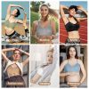 4 Pieces V Neck Padded Bralette Cami Bra Wireless Tank Top Sports Bra with Adjustable Straps