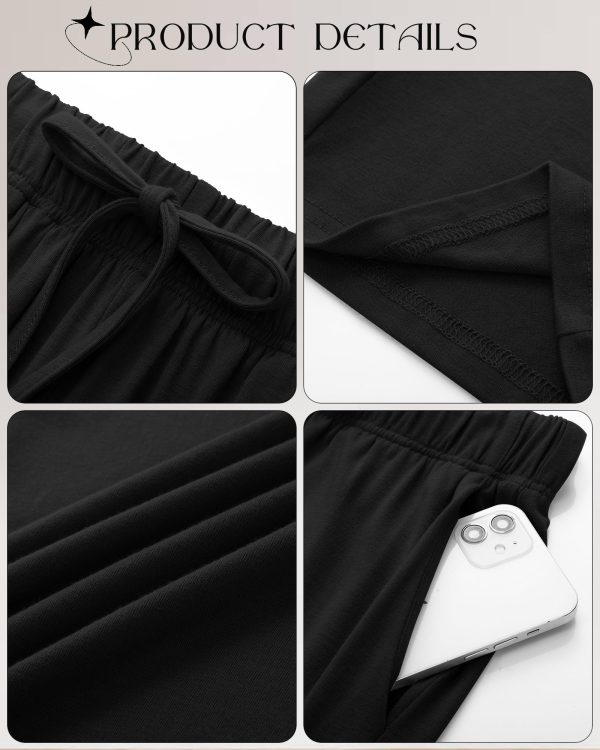 816F8bccVL.jpg 3 Pack Women's Lounge Pants with Pockets Casual Wide Leg Drawstring Yoga Pants Straight Trousers Spring Bottoms
