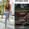 Women Workout Sweatpants Cotton Jogger Ribber Splicing Lounge Sweat Pants with Zipper Pocket