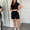 Women's Athletic Running Shorts High Waisted Bermuda Summer Casual Shorts for Golf Yoga with Pockets