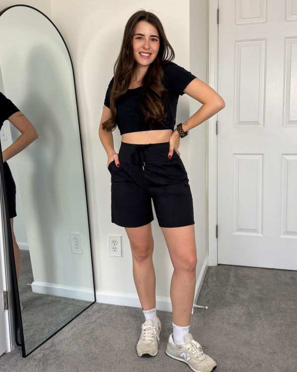 816e2Fd9ceL.jpg Women's Athletic Running Shorts High Waisted Bermuda Summer Casual Shorts for Golf Yoga with Pockets