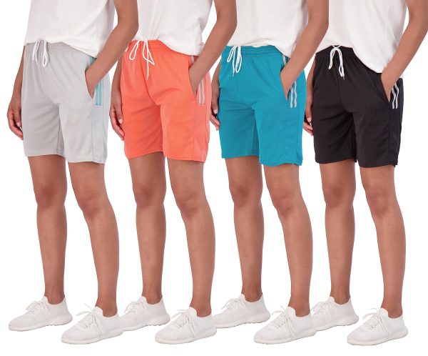 818QgGdG5fL.jpg 4-Pack: Women's 7" Mesh Quick-Dry Bermuda Active Athletic Long Shorts with Pockets (Available in Plus Size)