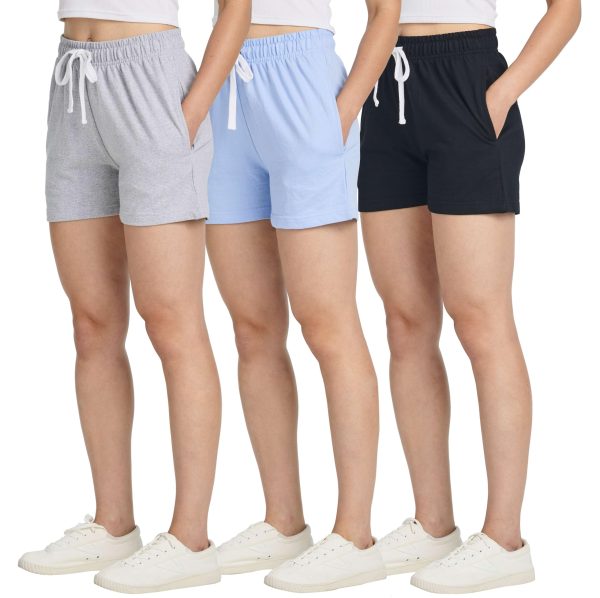 81AnxS7DRgL.jpg 3 Pack: Women??s Cotton French Terry Shorts Pockets - Casual Athletic Lounge (Available in Plus)