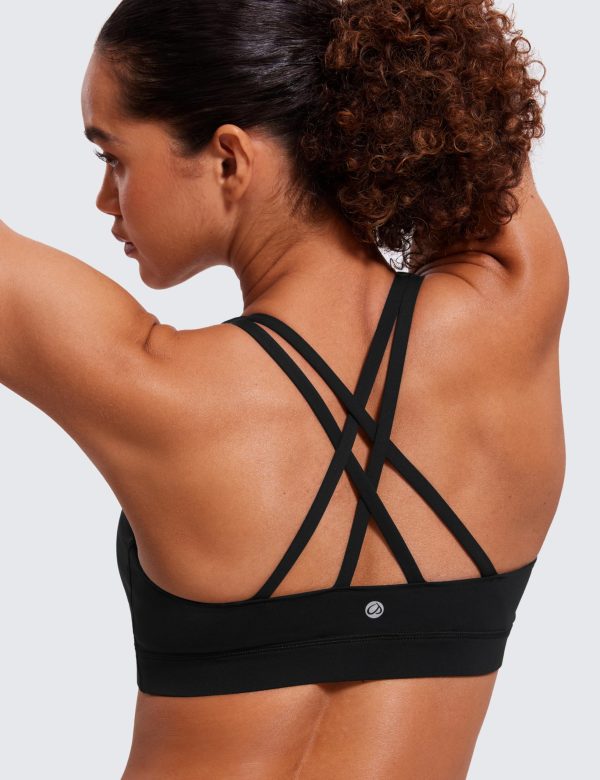 81AxpBj0tTL.jpg Women's Strappy Sports Bras Fitness Workout Padded Yoga Top Criss Cross Back Cami