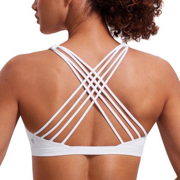 81B3vgZCiIL.jpg Strappy Sports Bras for Women - Criss Cross Back Wireless Padded Yoga Workout Cami Top