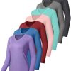 7 Pack Long Sleeve Workout Tops for Women Quick Dry Athletic Running Shirts UV Sun Protection V Neck T Shirts