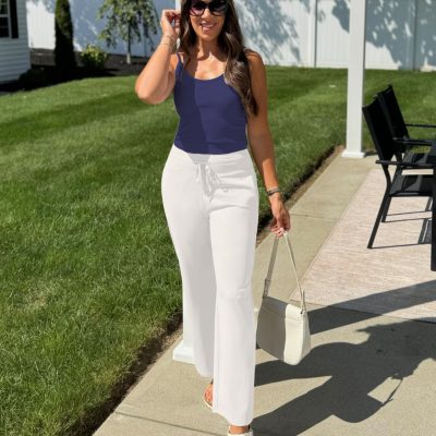 Wide Leg Yoga Pants Women High Waisted Workout Pants UPF 50+ Drawstring Sweatpants with 4 Pockets