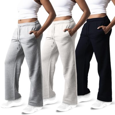3 Pack Sweatpants Women, Wide Leg Womens Sweatpants, Workout - Yoga Pants (Available in Plus)