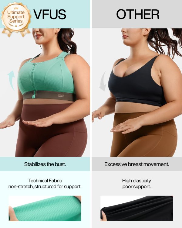81F7FCqvtL.jpg High Impact Zip Front Adjustable Sports Bra No Bounce Criss Cross Plus Size Bras for Women Workout Running