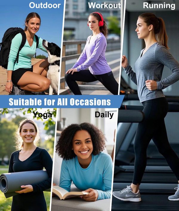 81GTOLivbqL.jpg 7 Pack Long Sleeve Workout Tops for Women Quick Dry Athletic Running Shirts UV Sun Protection V Neck T Shirts