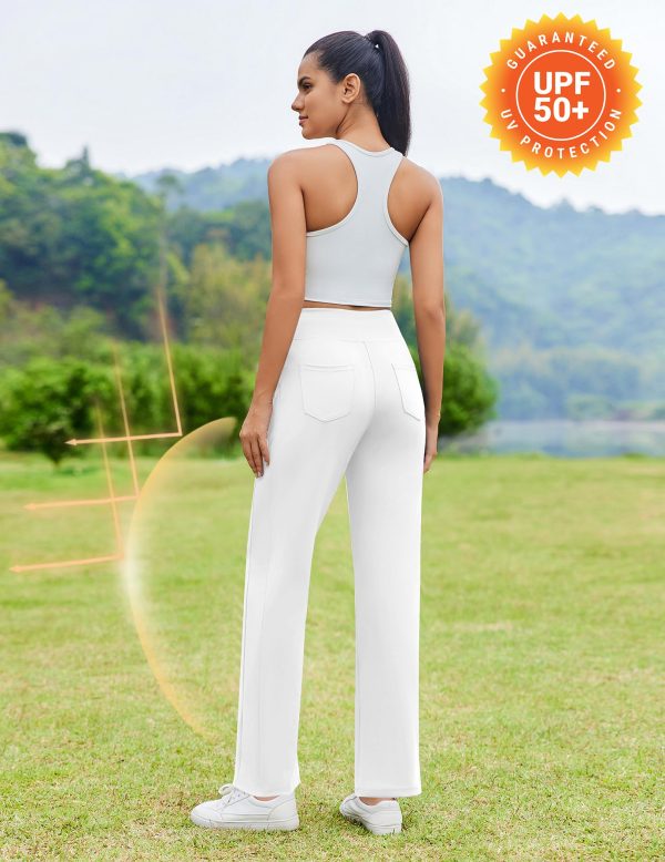 81HH1Qtkt7L.jpg Wide Leg Yoga Pants Women High Waisted Workout Pants UPF 50+ Drawstring Sweatpants with 4 Pockets