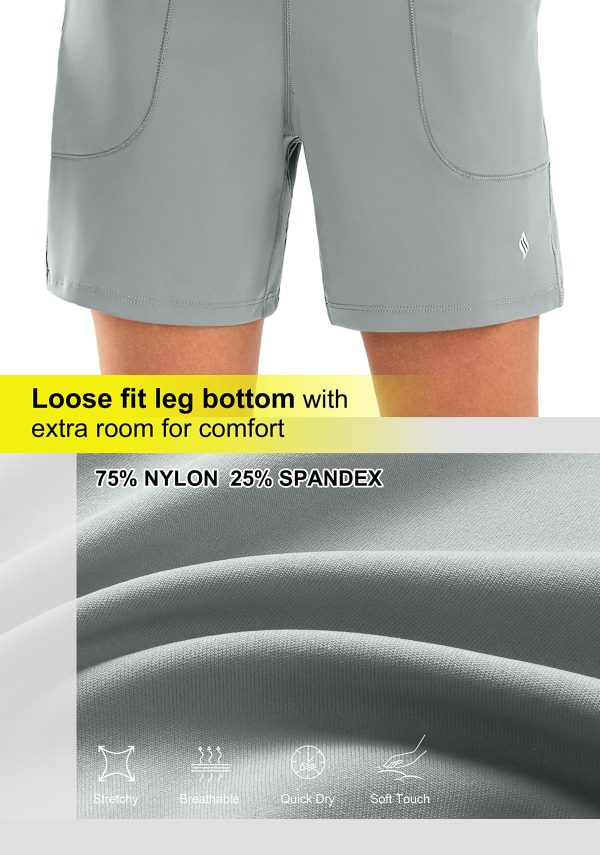 81JKZy6DrZL.jpg Women's 6'' Athletic Long Shorts with 4 Pockets High Waisted Bermuda Shorts for Women Walking Running Casual