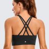 Womens Butterluxe Strappy High Neck Longline Sports Bra - Wireless Criss Cross Back Padded Workout Cropped Top