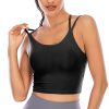 Womens Padded Sports Bra Fitness Workout Running Camisole Crop Top with Built in Bra