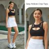 Push up Sports Bra for Women Sexy Hollow Crop Tops with Removable Cups Workout Fitness Yoga Bra Medium Support