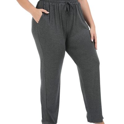 Women's Plus Size Comfy Lounge Pants Active Yoga Sweatpants Casual Stretchy Jogger Pants with Pockets Drawstring