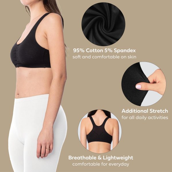 81LrU2GJEL.jpg Women's Cotton Spandex Racer Back Bra | 4 Way Stretch Pullover Workout Sport Bras (Multi-Pack)