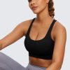 Womens Strappy Longline Sports Bra - Medium Impact Criss Cross Yoga Padded Workout Crop Top
