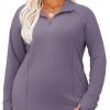 Womens Plus Size Workout Tops Long Sleeve 1/4 Zip UV Sun Protection Quick Dry Hiking Athletic Shirts Rash Guard UPF 50+