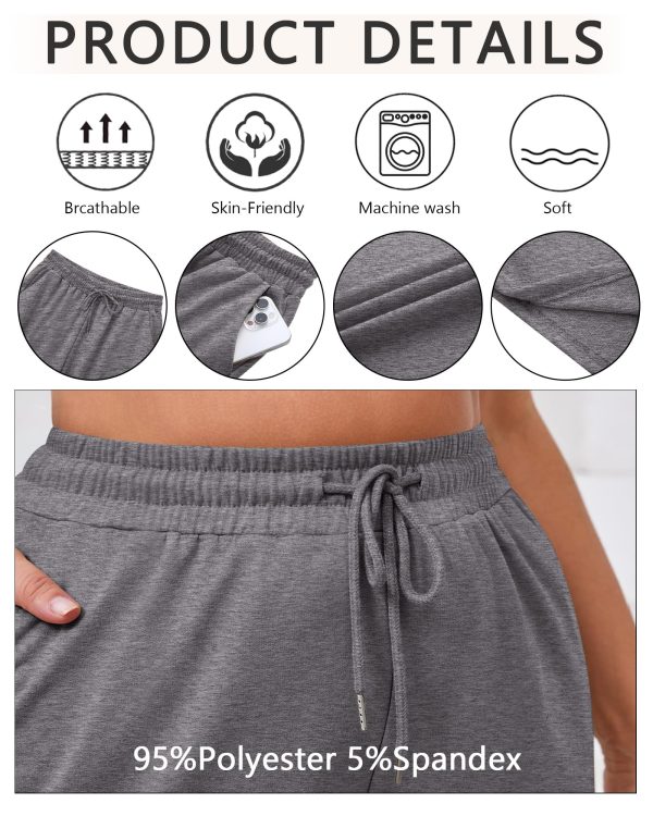 81QK65HCqYL.jpg 3 Pack Women's Plus Size Sweatpants Wide Leg Cargo Lounge Pants High Waist Ladies' Slacks Drawstring Jogger with Pockets
