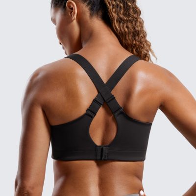 Womens Zip Front High Impact Sports Bra - Molded Cup Adjustable Convertible Straps Wireless Workout Yoga Crop Top