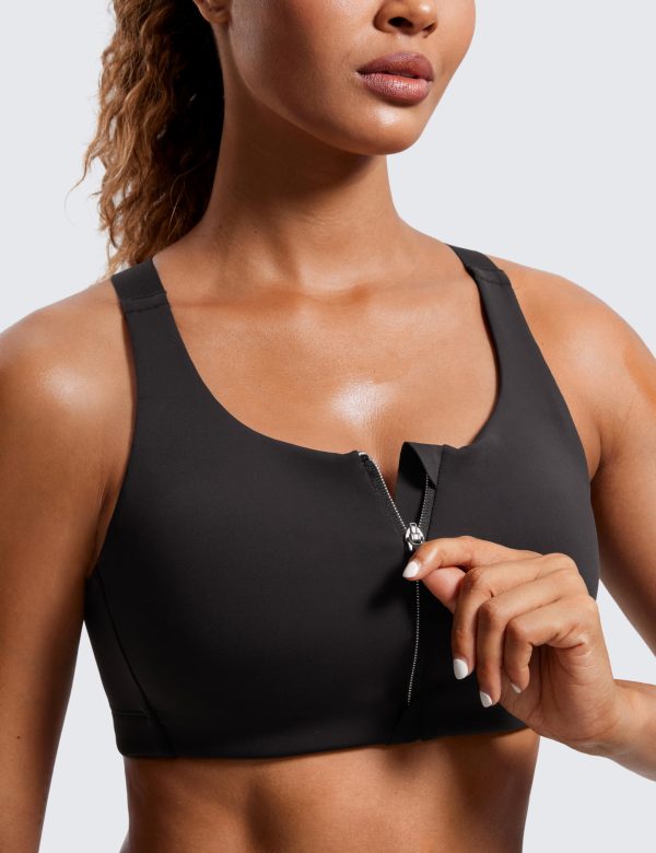 81TxwrG2orL.jpg Womens Zip Front High Impact Sports Bra - Molded Cup Adjustable Convertible Straps Wireless Workout Yoga Crop Top