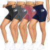 4 Pack Biker Shorts for Women with Pockets ?C 5" High Waisted Tummy Control Workout Yoga Running Gym Tennis Shorts