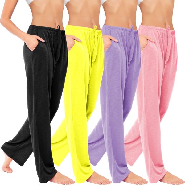 81X54bfmAbL.jpg Women's 4 Pack Casual Active Relaxed Flowy Fit Lounge & Yoga Pants