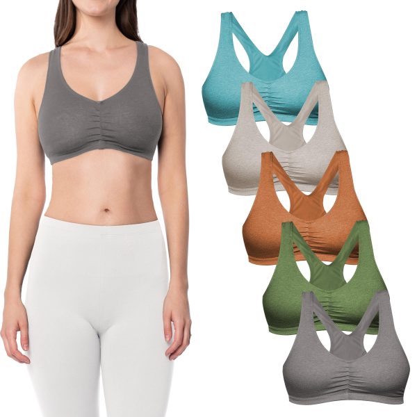81bERi7G0eL.jpg Women's Cotton Spandex Racer Back Bra | 4 Way Stretch Pullover Workout Sport Bras (Multi-Pack)