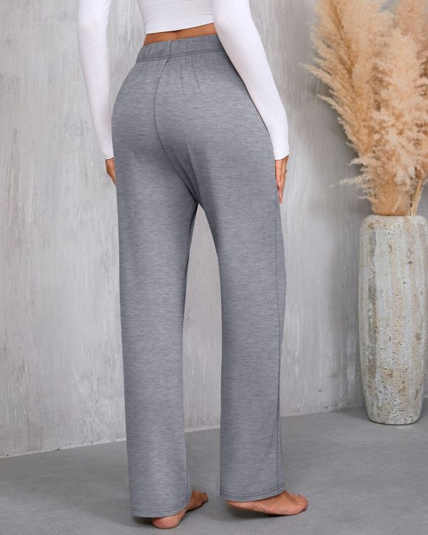 81bQjTMzqbL.jpg 3 Pack Women's Lounge Pants with Pockets Casual Wide Leg Drawstring Yoga Pants Straight Trousers Spring Bottoms