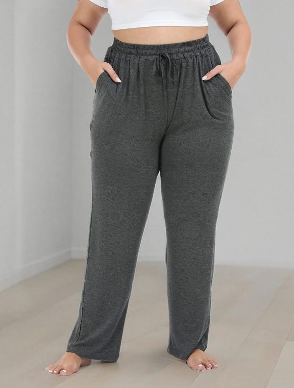 81dBSPLPOdL.jpg Women's Plus Size Comfy Lounge Pants Active Yoga Sweatpants Casual Stretchy Jogger Pants with Pockets Drawstring