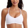 Butterluxe Womens Ruched V Neck Sports Bra - Y Back Spaghetti Thin Strap Wireless Padded Yoga Crop Top