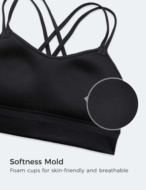81fOwNuqXJL.jpg Softness Mold Womens Butterluxe Strappy Longline Sports Bra - Double Spaghetti Strap Workout Yoga Crop Top Athletic