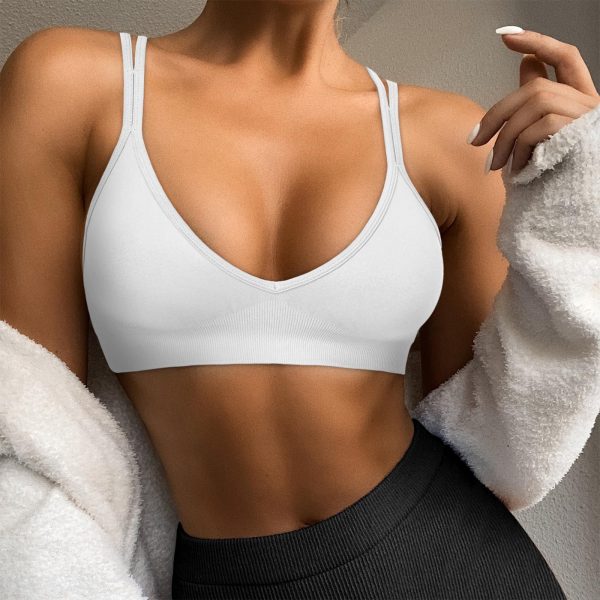 81gv6OmqWxL.jpg Sports Bra for Women V-Neck Strappy Criss Cross Yoga Bra Padded Seamless Workout Gym Athletic Fitness Bras 3 Pack