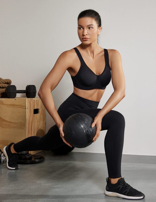 81iHdbr5xbL.jpg High Impact Sports Bras for Women Support Underwire Cross Back Large Bust Cool Comfort Molded Cup