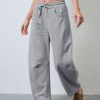 Women's Barrel Leg Sweatpant Drawstring Elastic Waisted Wide Leg Pants Casual Cotton Palazzo Trousers with Pockets