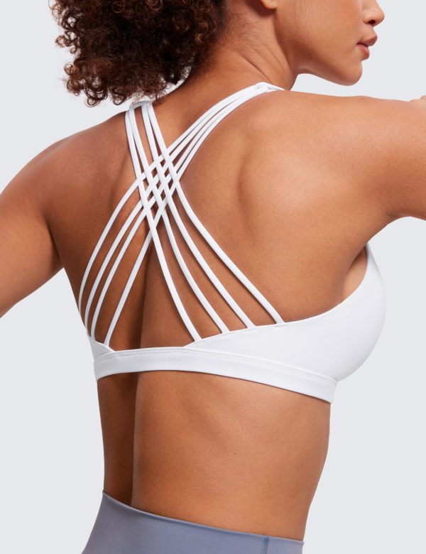 81itbyYaZlL.jpg Strappy Sports Bras for Women - Criss Cross Back Wireless Padded Yoga Workout Cami Top
