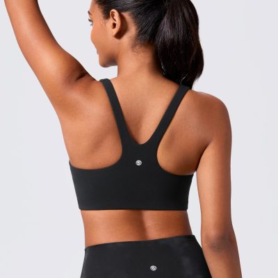 Butterlift Double Lined Square Neck Sports Bras for Women - Wireless V-Shaped Racerback Workout Yoga Top Non Padded