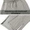 Women's Fleece Lined Sweatpants High Waisted Slit Wide Leg Baggy Pants Workout Lounge Drawstring Zipper Pockets