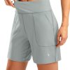 Women's 6'' Athletic Long Shorts with 4 Pockets High Waisted Bermuda Shorts for Women Walking Running Casual