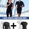 4 Pack Women's Compression Shirt Long/Short Sleeve Performance Workout Baselayer Athletic Top Gym Sports Gear