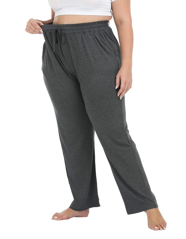 81omAOrKO7L.jpg Women's Plus Size Comfy Lounge Pants Active Yoga Sweatpants Casual Stretchy Jogger Pants with Pockets Drawstring