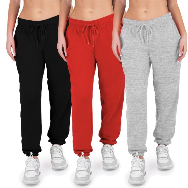 81rXGcCXGL.jpg 3 Pack Womens Sweatpants Comfortable Fleece Ladies Joggers