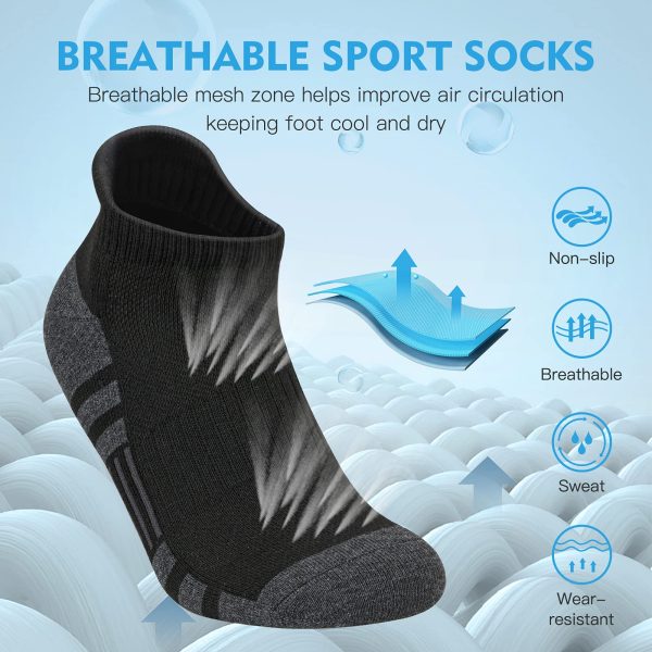 81swOTP7XSS.jpg Ankle Athletic Running Socks Low Cut Sports Socks Breathable Cushioned Tab Socks for Men Women 6 Pairs