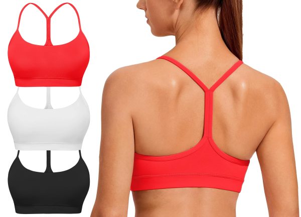 81tf86UHUJL.jpg Spaghetti Strap Padded Sports Bras for Women - Y Back Yoga Workout Tops (3 Pack)