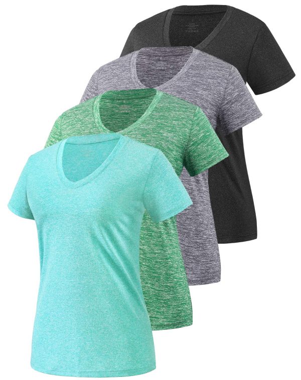 81x8bL3SE2L.jpg 3-4 Pack Women's Dry Fit Tshirt Short Sleeve Moisture Wicking Athletic Shirts Sport Activewear Tee V Neck Workout Top
