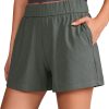 Comfy Ribbed Sweat Shorts for Women High Waisted Lyocell for Casual Lounge Athletic Jersey with Pockets