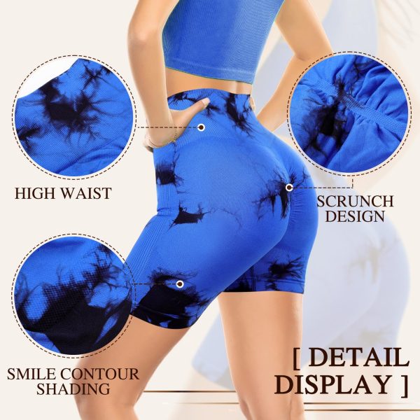 81yVQAeFPeL.jpg 4 Piece Women Workout Shorts Tie Dye High Waist Butt Lift Shorts Tight Women Workout Gym Yoga Sports Shorts